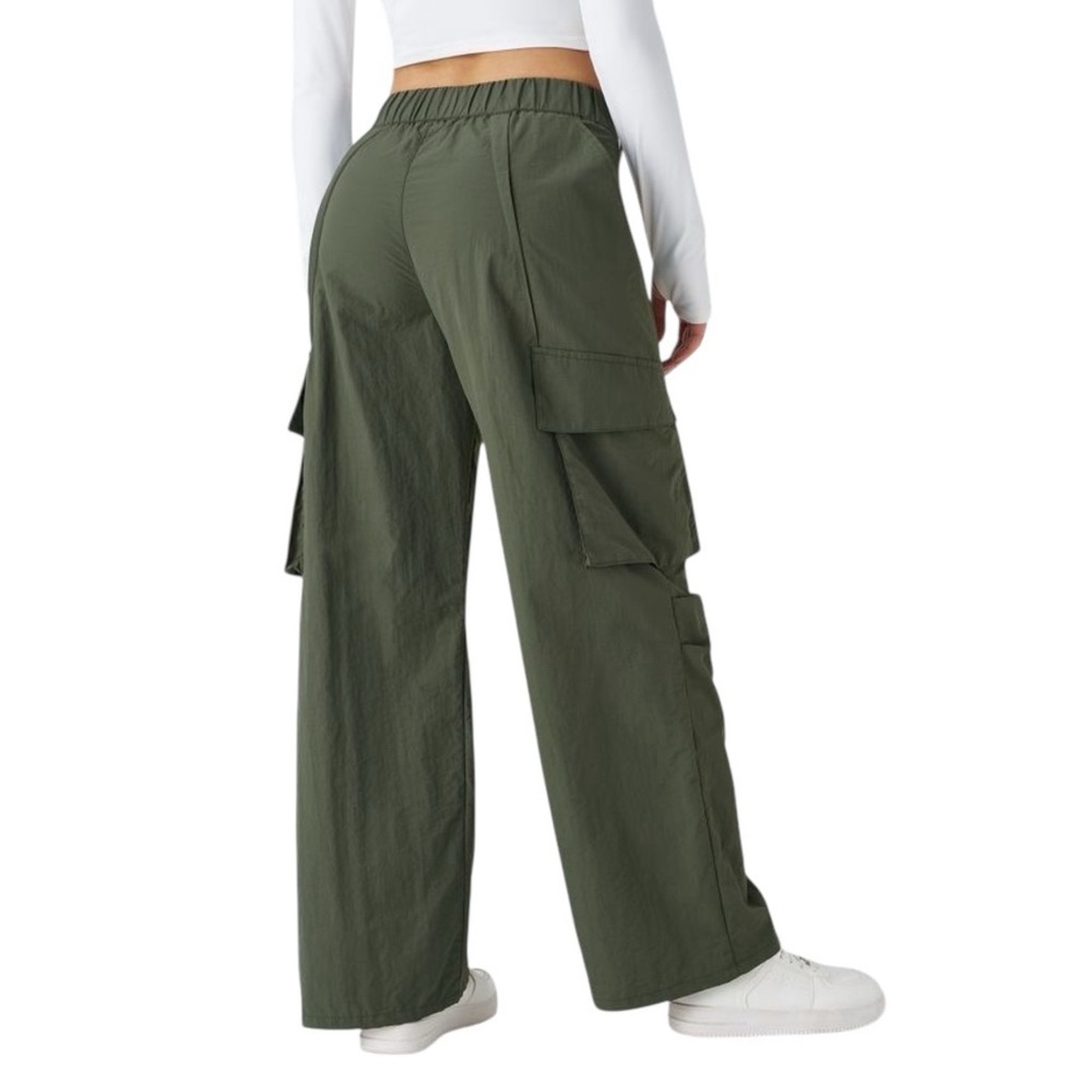 HALARA Mid Rise Button Zipper Side Pocket Wide Leg Casual Cargo Pants XL X-LARGE - Picture 4 of 11